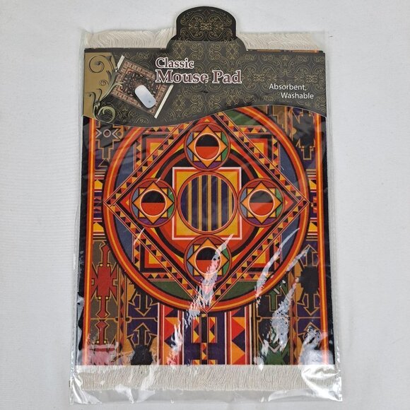 Arabic Rug Mouse Pad with Set of 4 Matching Coasters Multicolor Geometric NWT - Picture 2 of 10